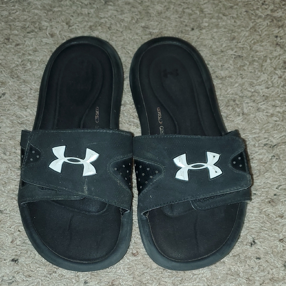 Under Armour Black and White Slide Sandals